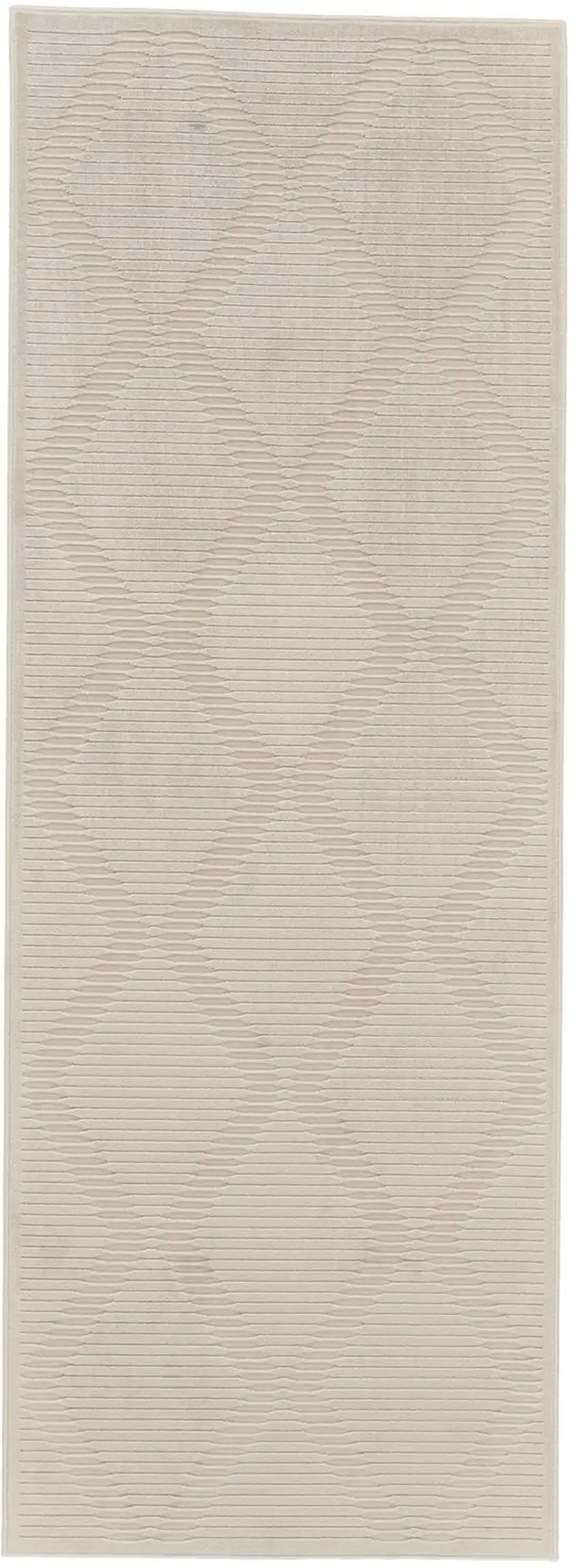 8' Ivory and Tan Geometric Power Loom Runner Rug Photo 5