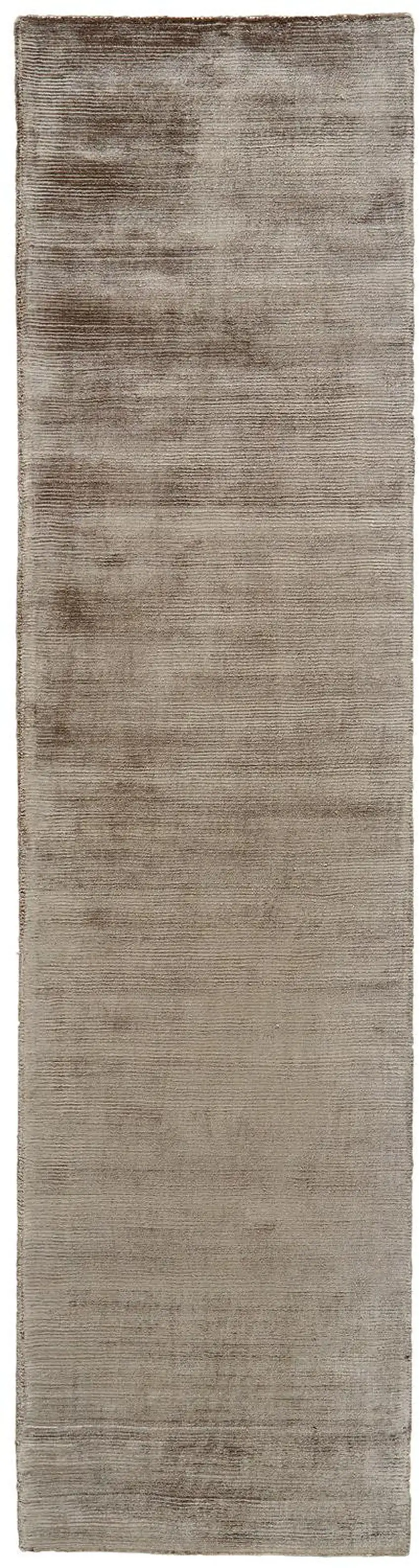 10' Ivory and Tan Hand Woven Runner Rug Photo 2