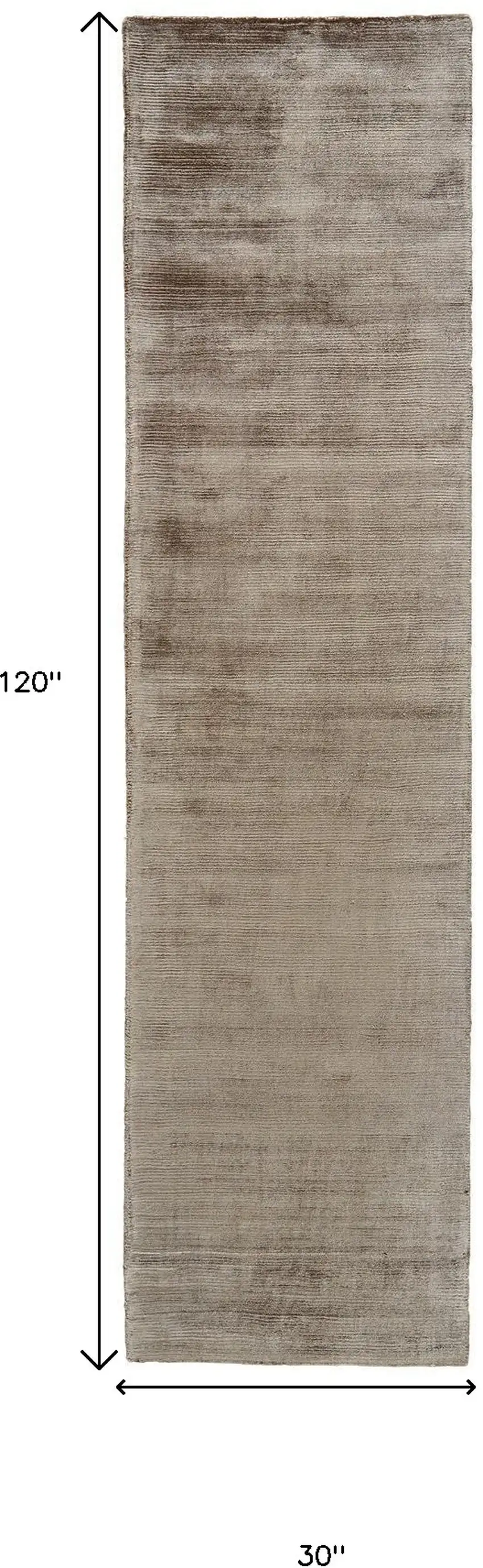 10' Ivory and Tan Hand Woven Runner Rug Photo 3