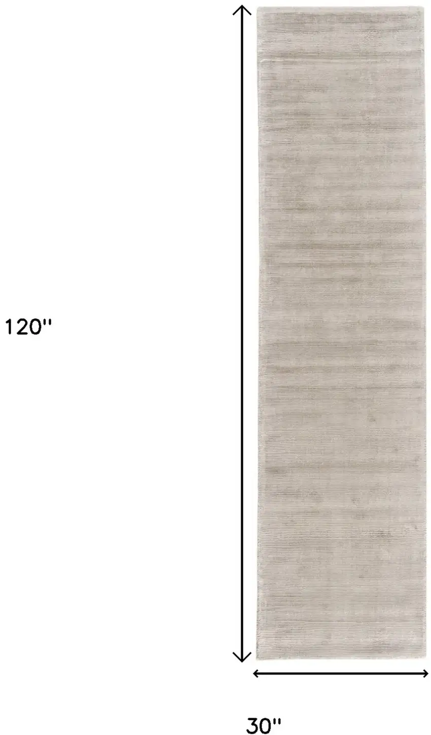 10' Ivory and Tan Hand Woven Runner Rug Photo 5