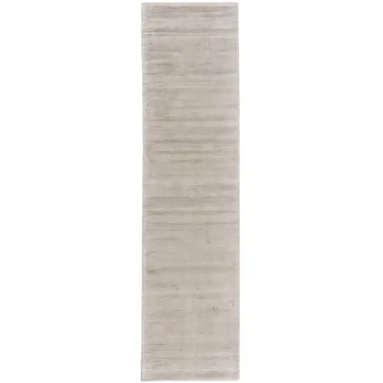10' Ivory and Tan Hand Woven Runner Rug Photo 2