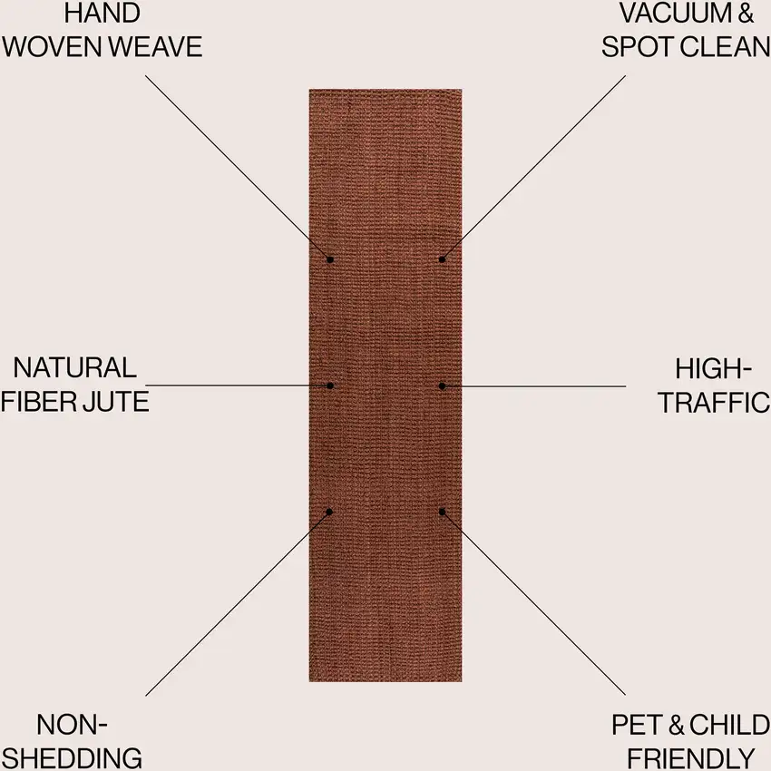 8' Jute Handmade Runner Rug Photo 6