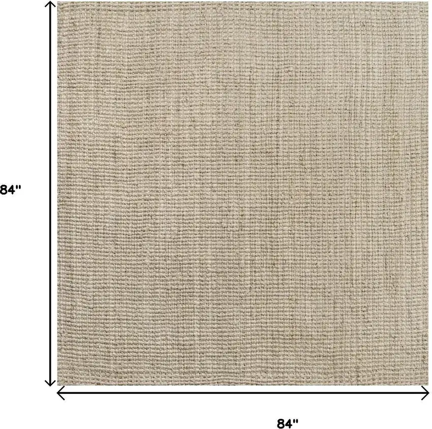 7' Jute Handmade Square Rug Photo 8