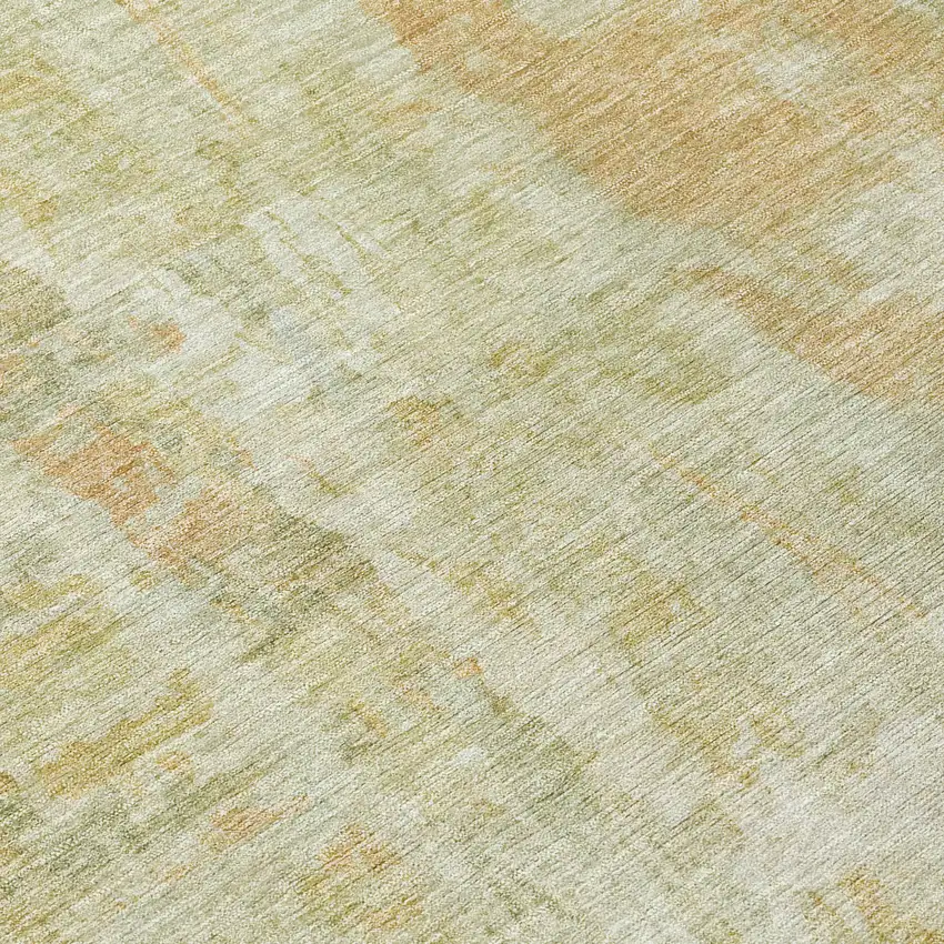 8' Key Lime And Copper Round Abstract Washable Indoor Outdoor Area Rug Photo 9