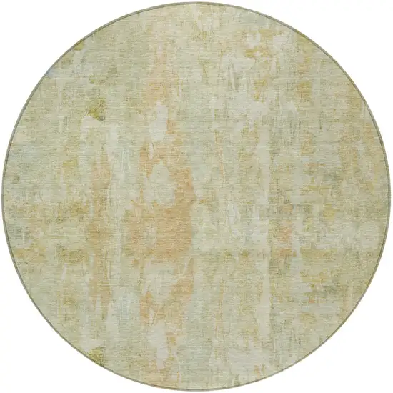 8' Key Lime And Copper Round Abstract Washable Indoor Outdoor Area Rug Photo 4