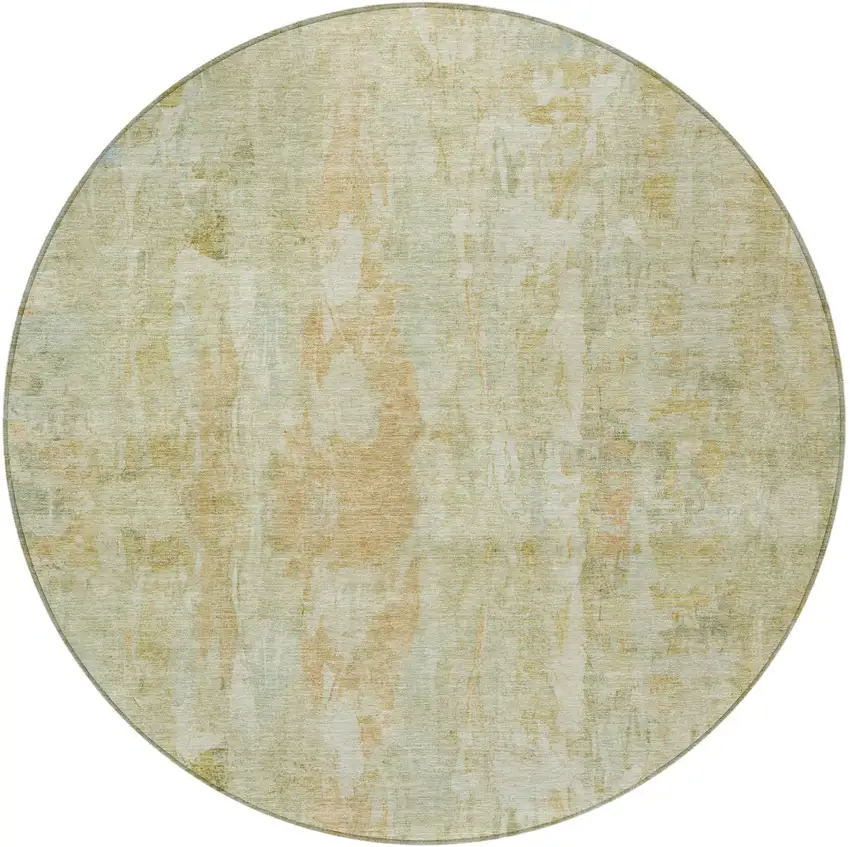 8' Key Lime And Copper Round Abstract Washable Indoor Outdoor Area Rug Photo 4