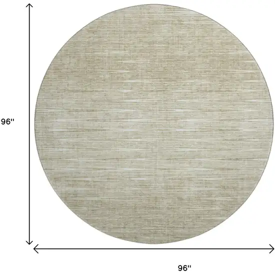 8' Khaki And Beige Abstract Washable Round Rug With UV Protection Photo 9