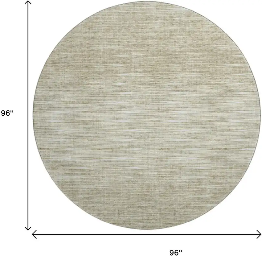 8' Khaki And Beige Abstract Washable Round Rug With UV Protection Photo 9