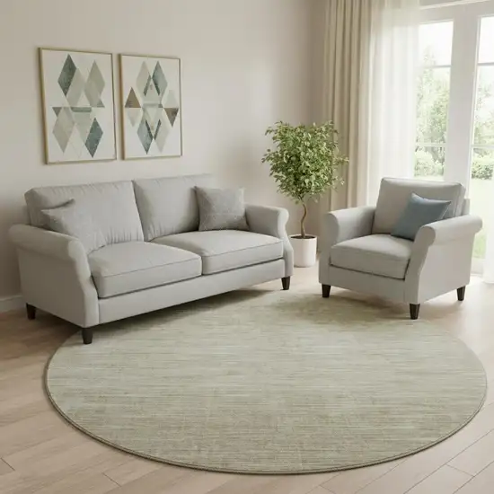 8' Khaki And Beige Abstract Washable Round Rug With UV Protection Photo 1