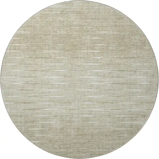 8' Khaki And Beige Abstract Washable Round Rug With UV Protection Photo 3