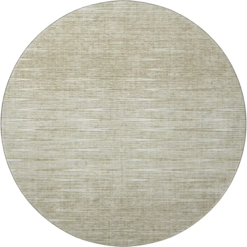 8' Khaki And Beige Abstract Washable Round Rug With UV Protection Photo 3