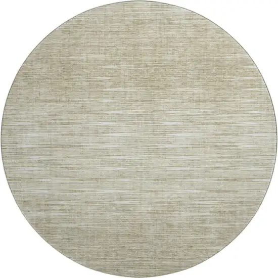 8' Khaki And Beige Abstract Washable Round Rug With UV Protection Photo 1
