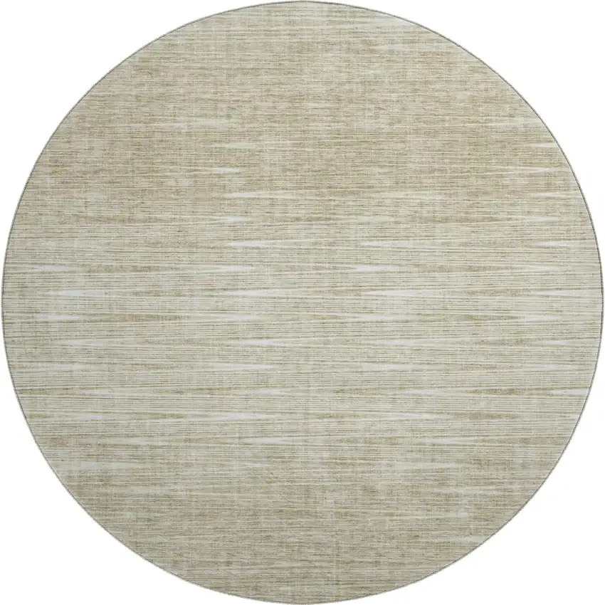 8' Khaki And Beige Abstract Washable Round Rug With UV Protection Photo 1