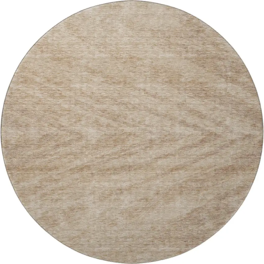 8' Khaki And Beige Abstract Washable Round Rug With UV Protection Photo 4