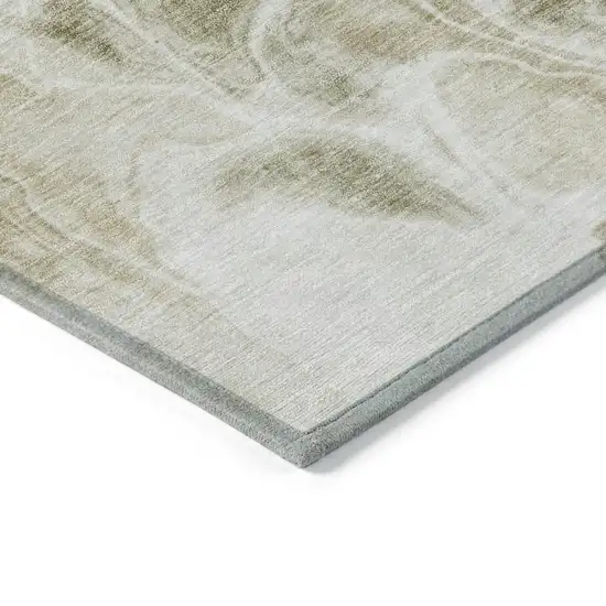 8' Khaki And Beige Round Abstract Washable Indoor Outdoor Area Rug Photo 7