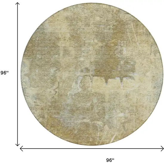 8' Khaki And Beige Round Abstract Washable Indoor Outdoor Area Rug Photo 3