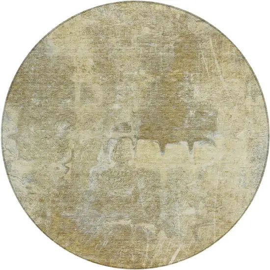 8' Khaki And Beige Round Abstract Washable Indoor Outdoor Area Rug Photo 2