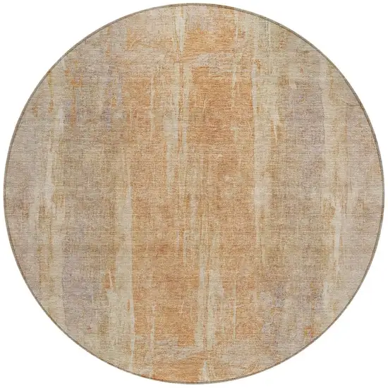 8' Khaki And Beige Round Abstract Washable Indoor Outdoor Area Rug Photo 4