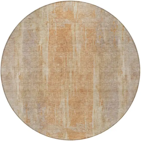 8' Khaki And Beige Round Abstract Washable Indoor Outdoor Area Rug Photo 5