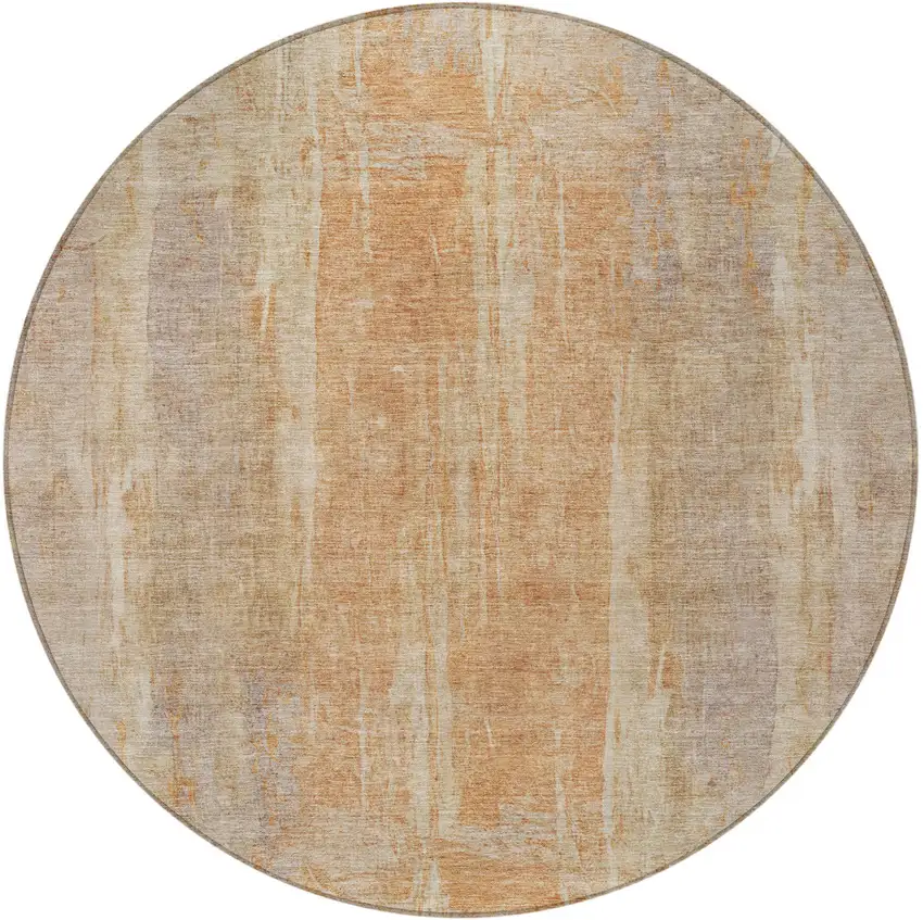 8' Khaki And Beige Round Abstract Washable Indoor Outdoor Area Rug Photo 5