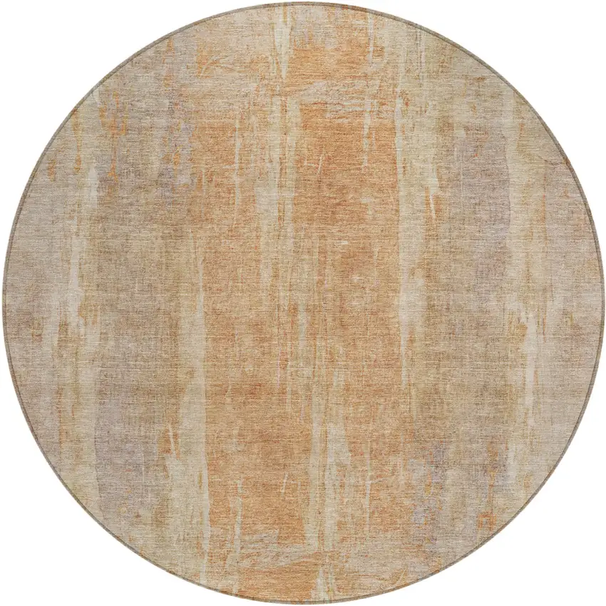 8' Khaki And Beige Round Abstract Washable Indoor Outdoor Area Rug Photo 2