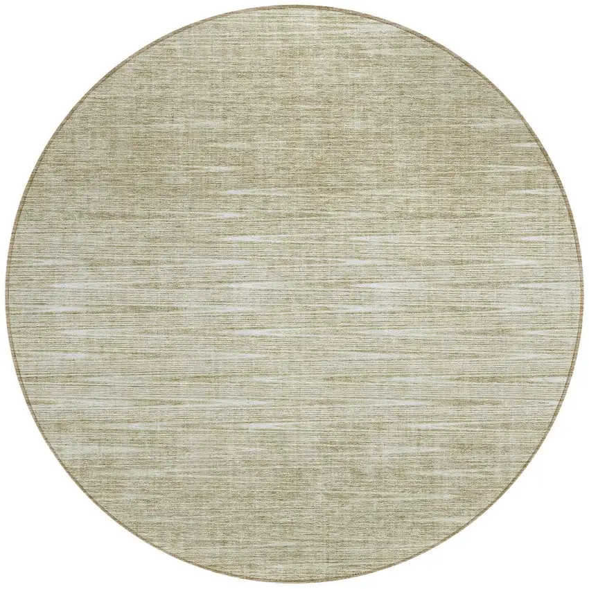 8' Khaki And Beige Round Abstract Washable Indoor Outdoor Area Rug Photo 5