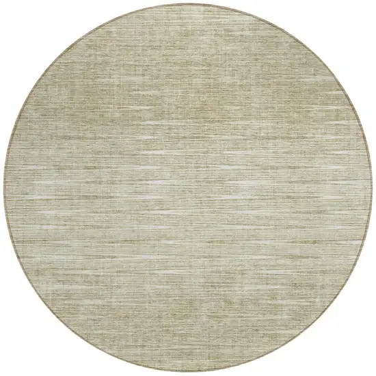8' Khaki And Beige Round Abstract Washable Indoor Outdoor Area Rug Photo 5