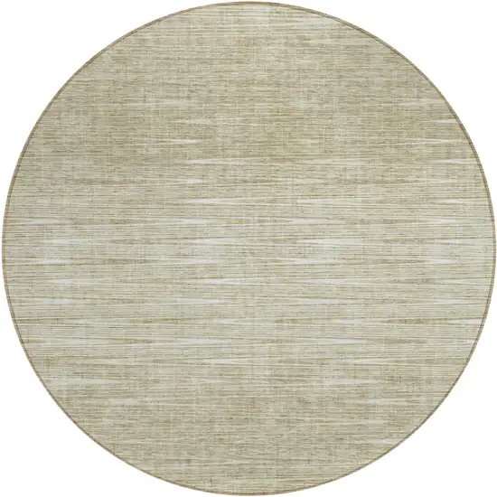 8' Khaki And Beige Round Abstract Washable Indoor Outdoor Area Rug Photo 2