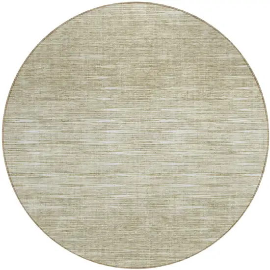 8' Khaki And Beige Round Abstract Washable Indoor Outdoor Area Rug Photo 2