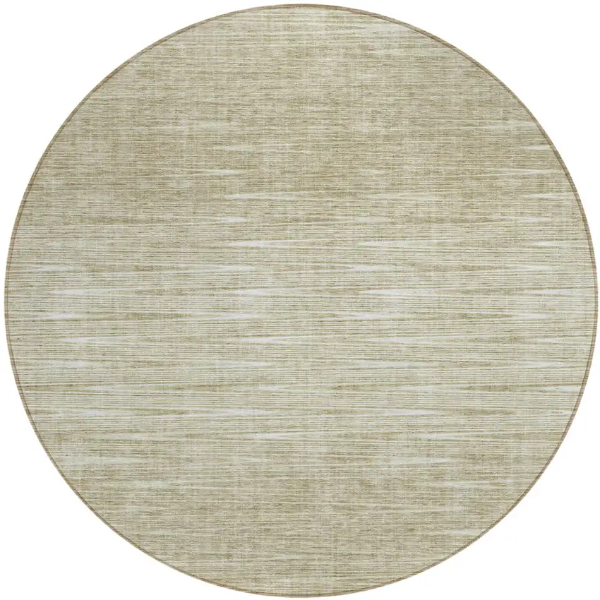 8' Khaki And Beige Round Abstract Washable Indoor Outdoor Area Rug Photo 2