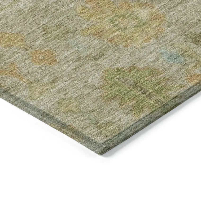 8' Khaki And Beige Round Floral Washable Indoor Outdoor Area Rug Photo 8