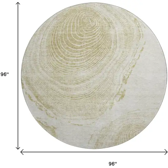 8' Khaki And Beige Woodland Lodge Washable Round Rug With UV Protection Photo 9