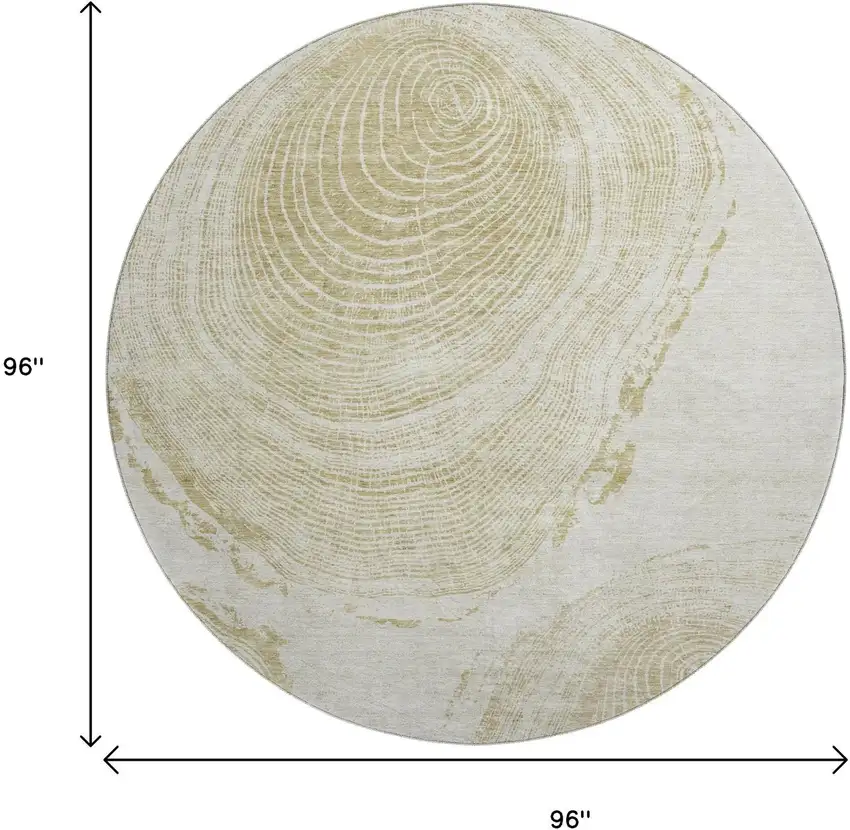8' Khaki And Beige Woodland Lodge Washable Round Rug With UV Protection Photo 9