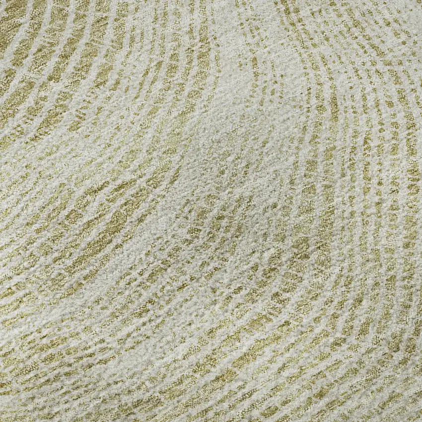 8' Khaki And Beige Woodland Lodge Washable Round Rug With UV Protection Photo 8