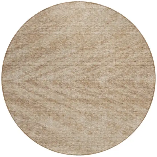 8' Khaki And Brown Round Abstract Washable Indoor Outdoor Area Rug Photo 5