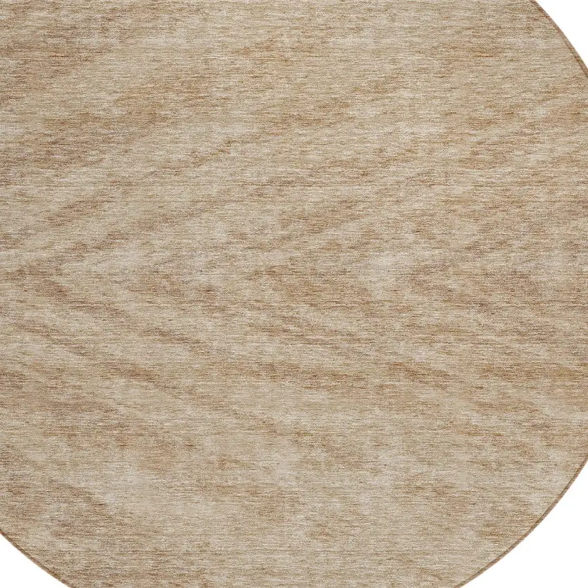 8' Khaki And Brown Round Abstract Washable Indoor Outdoor Area Rug Photo 4