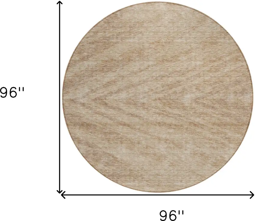 8' Khaki And Brown Round Abstract Washable Indoor Outdoor Area Rug Photo 3