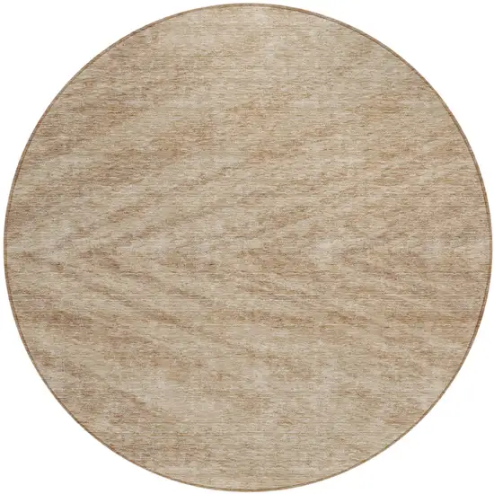 8' Khaki And Brown Round Abstract Washable Indoor Outdoor Area Rug Photo 2