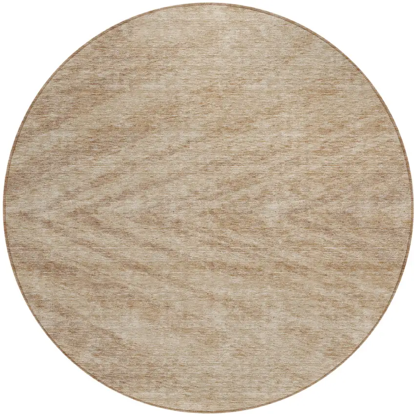 8' Khaki And Brown Round Abstract Washable Indoor Outdoor Area Rug Photo 2