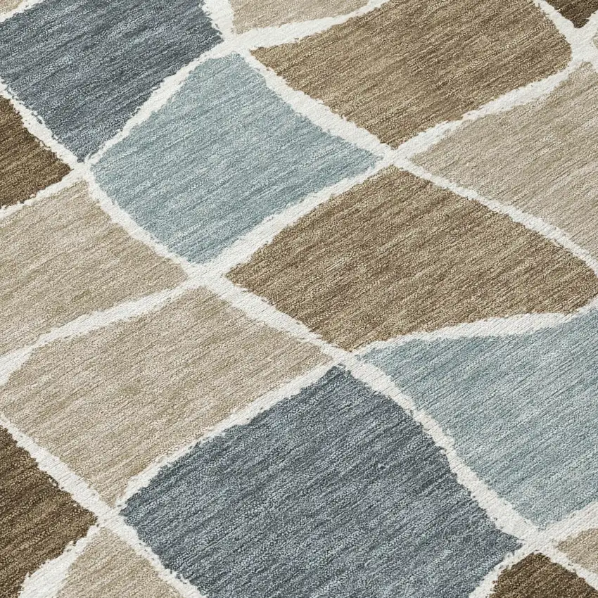 8' Khaki And Brown Round Geometric Washable Indoor Outdoor Area Rug Photo 4