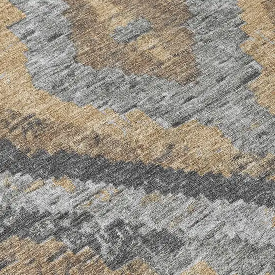 8' Khaki And Gray Round Aztec Washable Indoor Outdoor Area Rug Photo 9