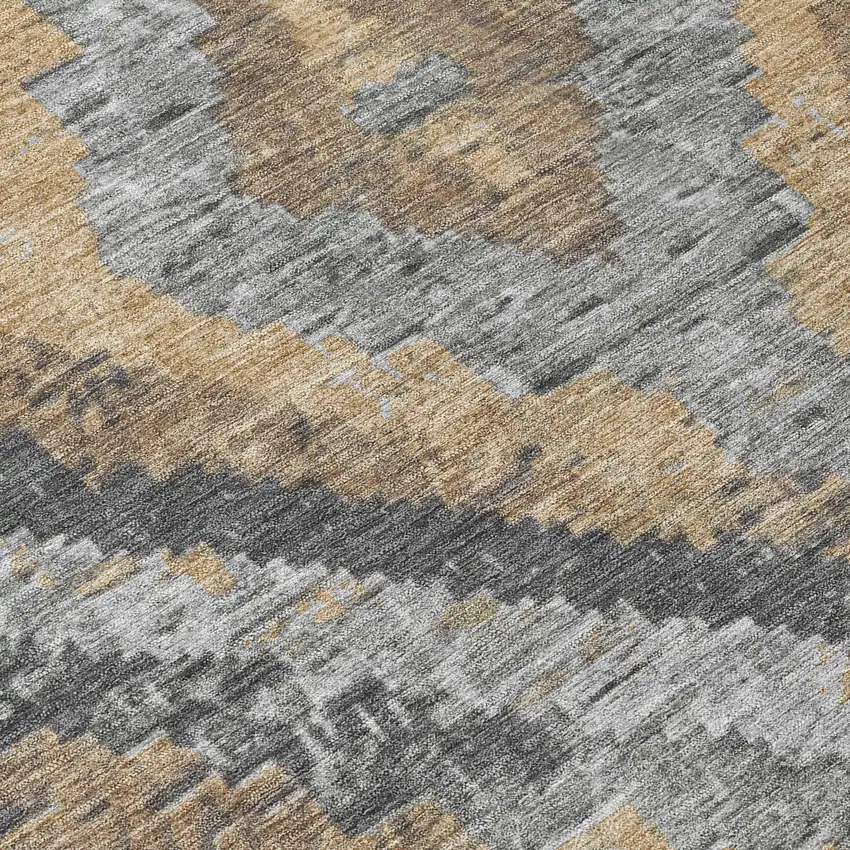 8' Khaki And Gray Round Aztec Washable Indoor Outdoor Area Rug Photo 9