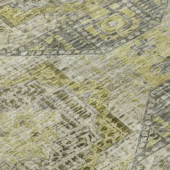 8' Khaki And Gray Round Moroccan Washable Indoor Outdoor Area Rug Photo 9