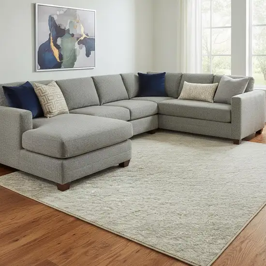 8' Khaki And Ivory Geometric Washable Area Rug With UV Protection Photo 2