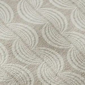 Photo of 8' Khaki And Ivory Ogee Washable Round Rug With UV Protection