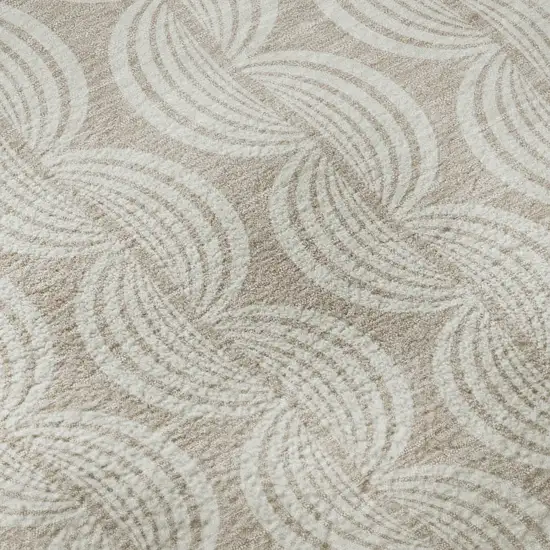 8' Khaki And Ivory Ogee Washable Round Rug With UV Protection Photo 8