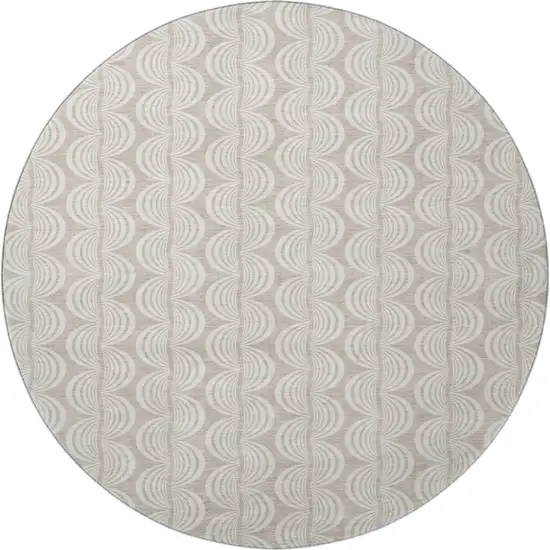 8' Khaki And Ivory Ogee Washable Round Rug With UV Protection Photo 3