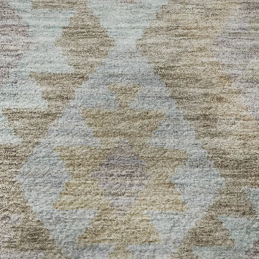 8' Khaki And Ivory Tribal Washable Round Rug With UV Protection Photo 9