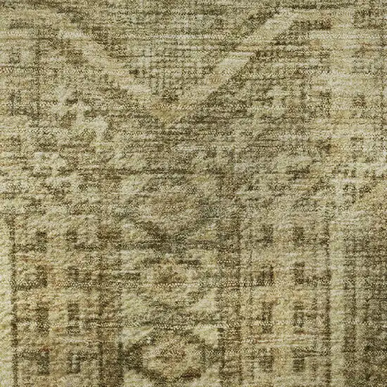 8' Khaki And Taupe Geometric Washable Round Rug With UV Protection Photo 9