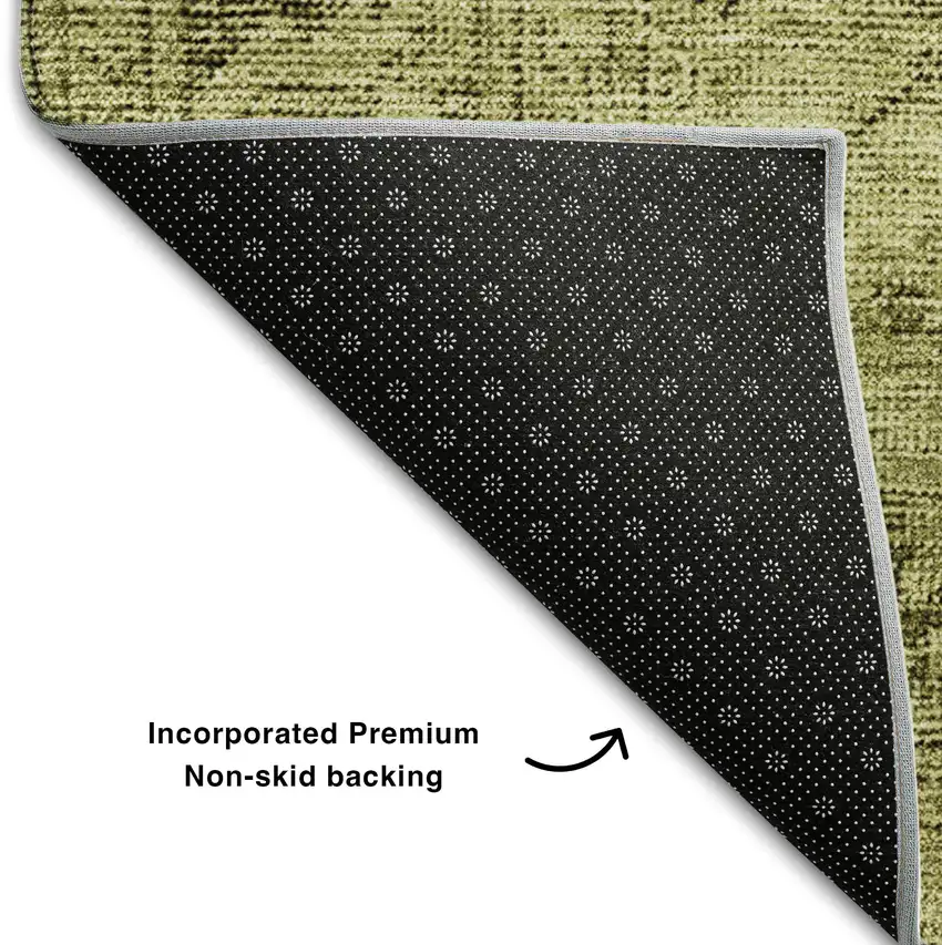 8' Khaki And Taupe Oriental Washable Round Rug With UV Protection Photo 5